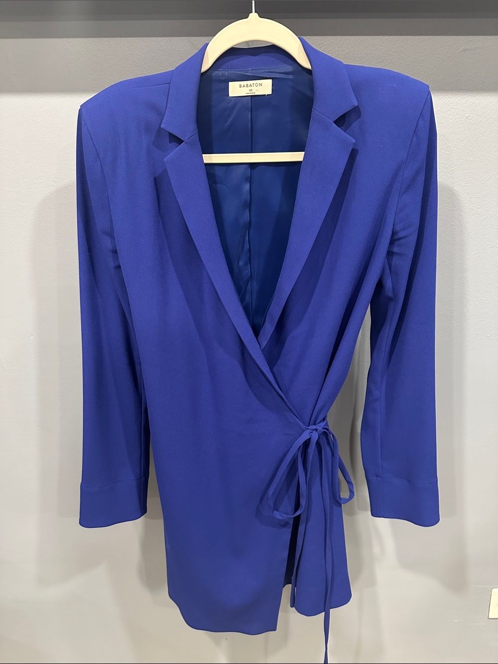 Babaton Raine Royal Cobalt Blue Blazer Wrap Dress XS Cairo Long Sleeve Aritzia